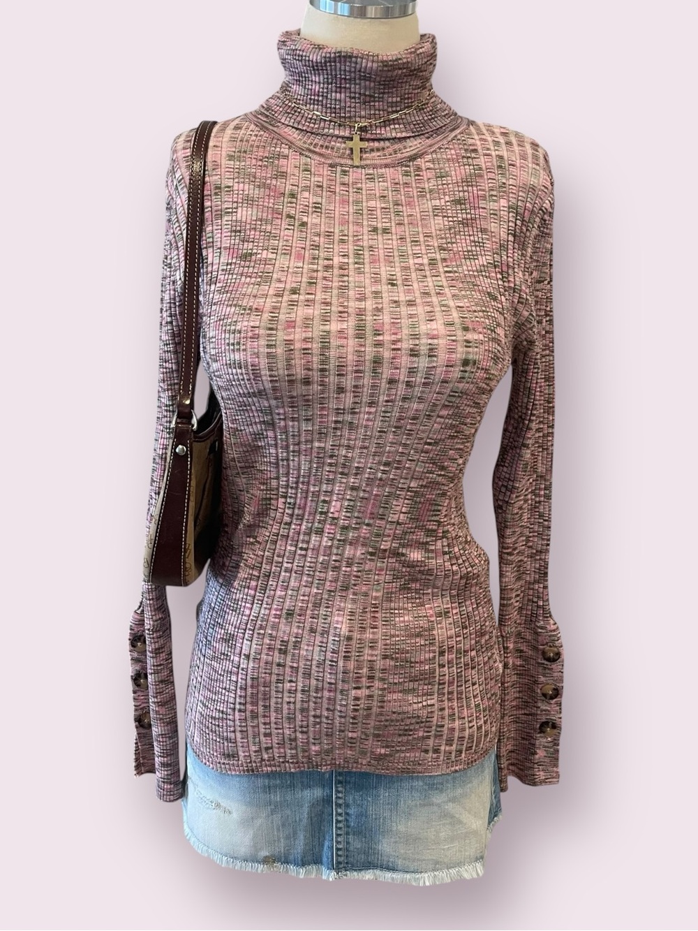 Anthropologie Daphne esk pink turtleneck sweater